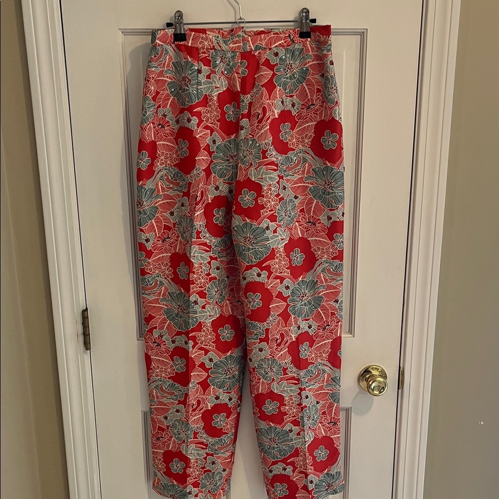 Adrianna papell Floral women Pants size 10 with beading nwt